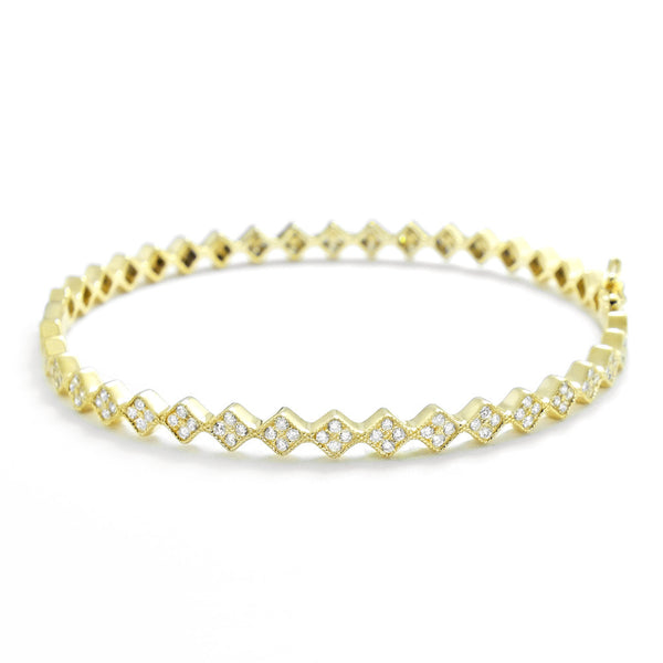 18K Gold Plated 925 Silver Fancy Cubic Zirconia Eternity Bangle - Jewelry - Prjewel.com - 1