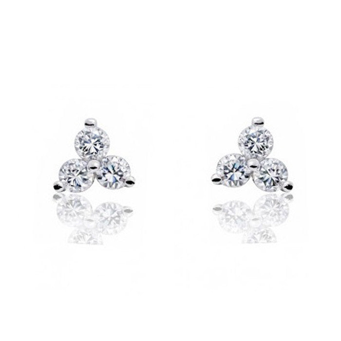925 Sterling Silver 1.2 Carat Cubic Zirconia Three Stone Earrings - Jewelry - Prjewel.com - 1