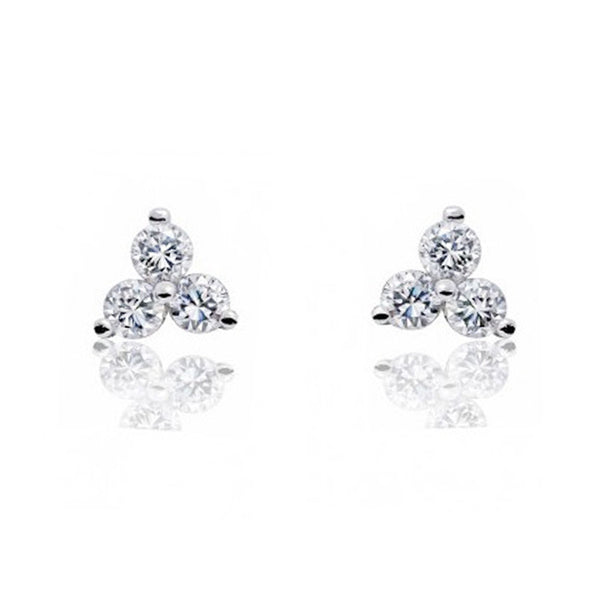925 Sterling Silver 1.2 Carat Cubic Zirconia Three Stone Earrings - Jewelry - Prjewel.com - 1