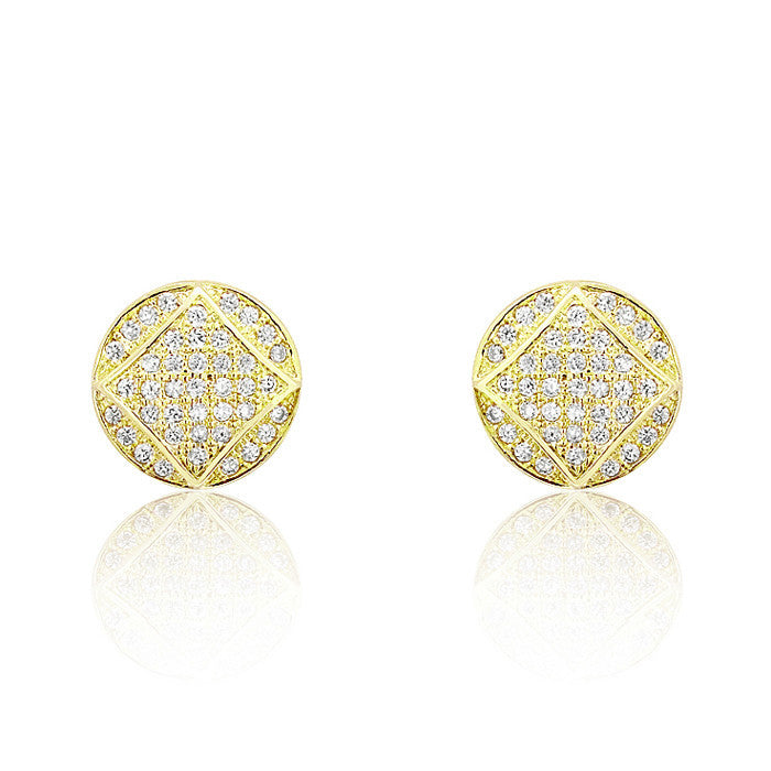 18K Gold Plated Silver Cubic Zirconia Fabulous Circle Earrings - Jewelry - Prjewel.com - 1