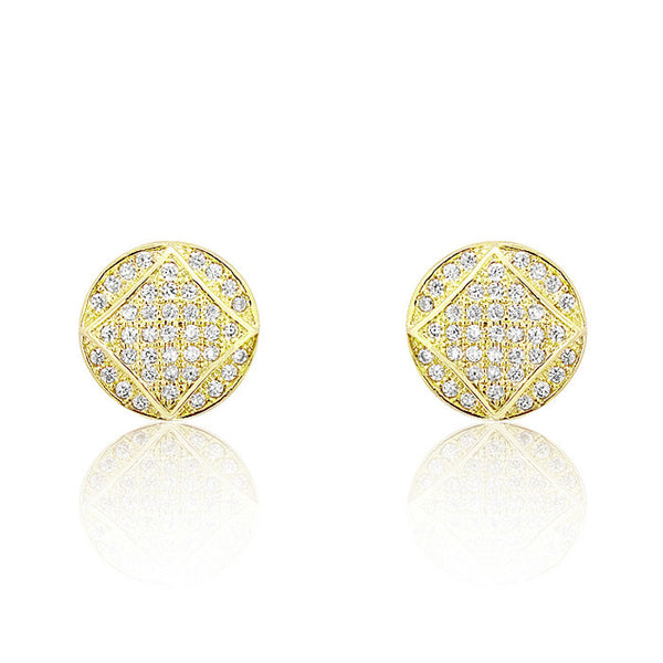 18K Gold Plated Silver Cubic Zirconia Fabulous Circle Earrings - Jewelry - Prjewel.com - 1