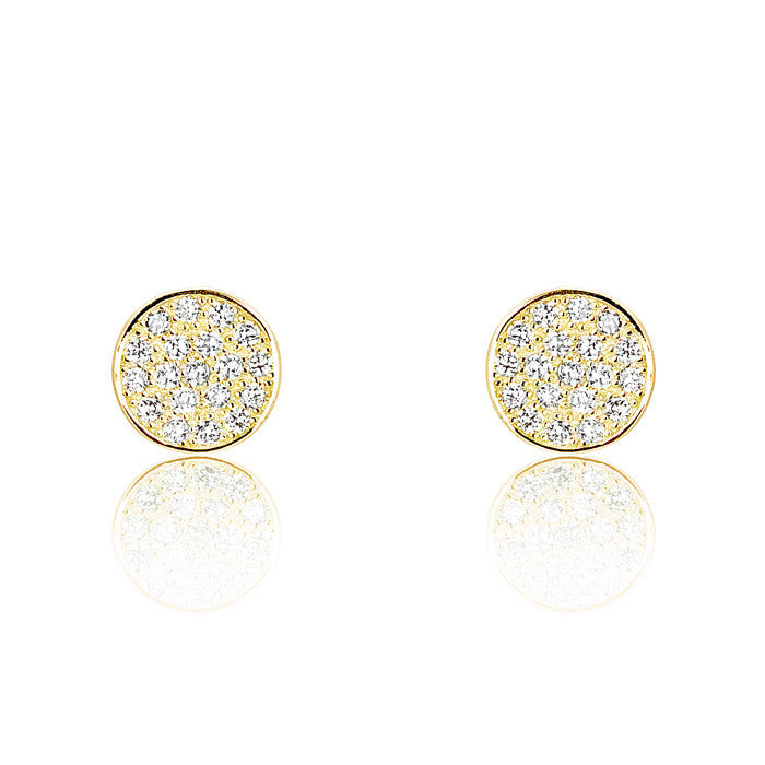 18K Gold Plated Silver Cubic Zirconia Modern Circle Earrings - Jewelry - Prjewel.com - 1