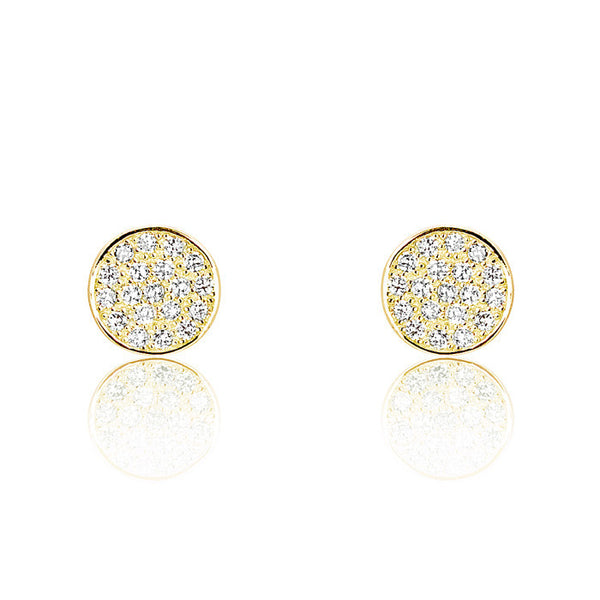 18K Gold Plated Silver Cubic Zirconia Modern Circle Earrings - Jewelry - Prjewel.com - 1