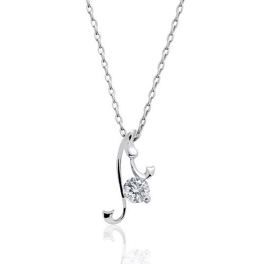 925 Sterling Silver 0.45 Carat Cubic Zirconia Pendant Necklace 16"+ 2" Extender - Jewelry - Prjewel.com - 1