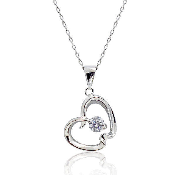 925 Sterling Silver 0.65 Carat Cubic Zirconia Apple Necklace - Jewelry - Prjewel.com - 1