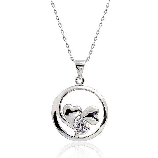 0.80 Carat Cubic Zirconia 925 Sterling Silver Double Heart Pendant Necklace - Jewelry - Prjewel.com - 1