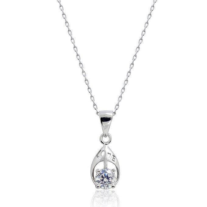 0.80 Carat CZ 925 Sterling Silver Pendant Necklace 16"+ 2" Extender - Jewelry - Prjewel.com - 1