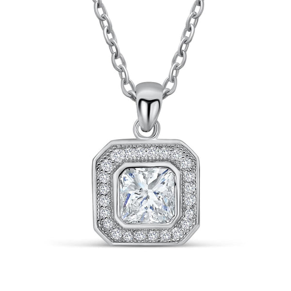 925 Silver Octagonal Cut CZ Necklace 2
