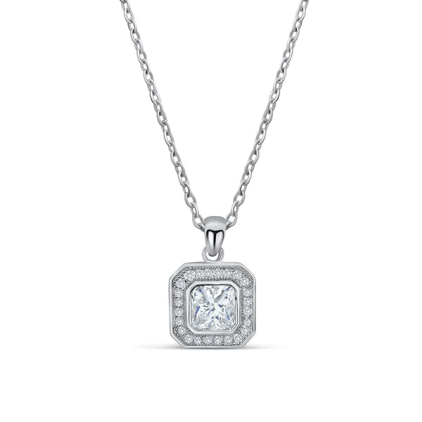925 Silver Octagonal Cut CZ Necklace