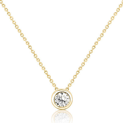 18K Gold Plated 925 Sterling Silver Pure Circle CZ Necklace - Jewelry - Prjewel.com - 1
