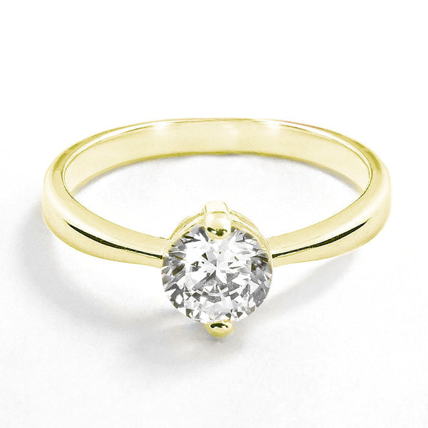 18K Gold Over 925 Sterling Silver 1.4 Carat CZ Solitaire Ring - Jewelry - Prjewel.com - 1
