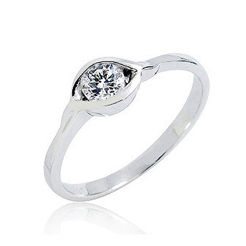 925 Sterling Silver 0.55 Carat Cubic Zirconia Solitaire Ring - Jewelry - Prjewel.com - 1