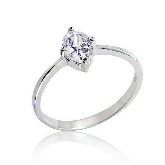 925 Sterling Silver 1.25 Carat Oval Cut Cubic Zirconia Ring - Jewelry - Prjewel.com - 1