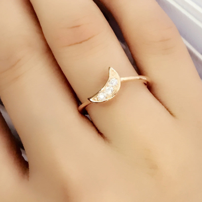 925 Sterling Silver 0.2 Carat Cubic Zirconia Moon Ring - Jewelry - Prjewel.com