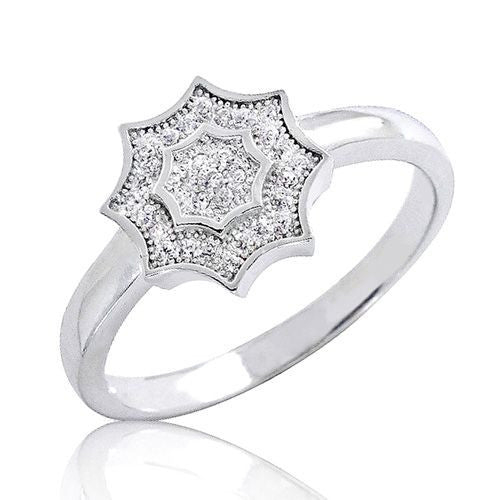 925 Sterling Silver 0.31 Carat CZ Micro Pave Settings Beautiful Star Ring - Jewelry - Prjewel.com - 1