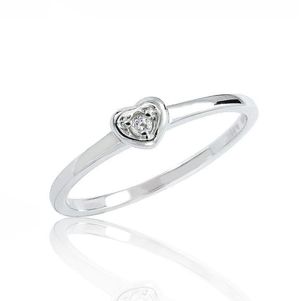 925 Sterling Silver 0.02 Carat Diamond Heart Ring - Jewelry - Prjewel.com - 1