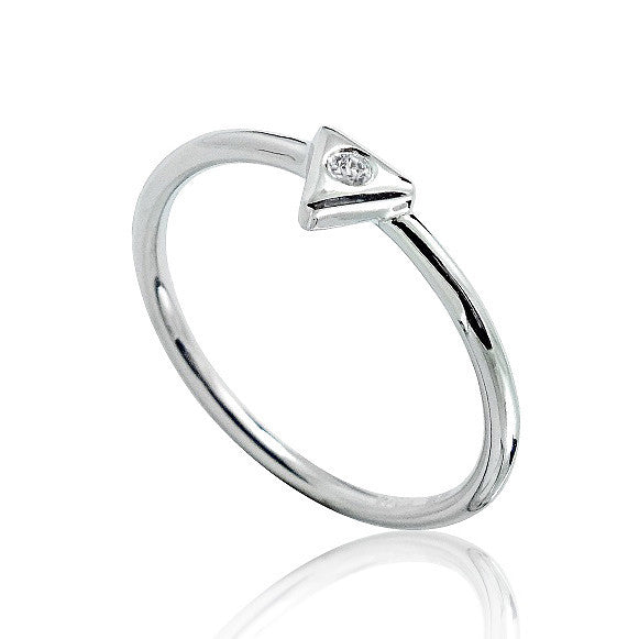 925 Sterling Silver 0.015 Carat Diamond Triangle Ring - Jewelry - Prjewel.com - 1