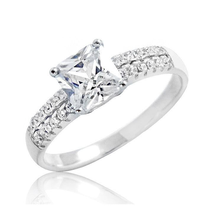 1.85 Carat Princess Cut Cubic Zirconia 925 Sterling Silver Ring - Jewelry - Prjewel.com - 1