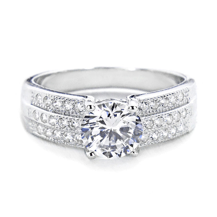 1.45 Carat Brilliant Cut Cubic Zirconia 925 Sterling Silver Ring - Jewelry - Prjewel.com - 1