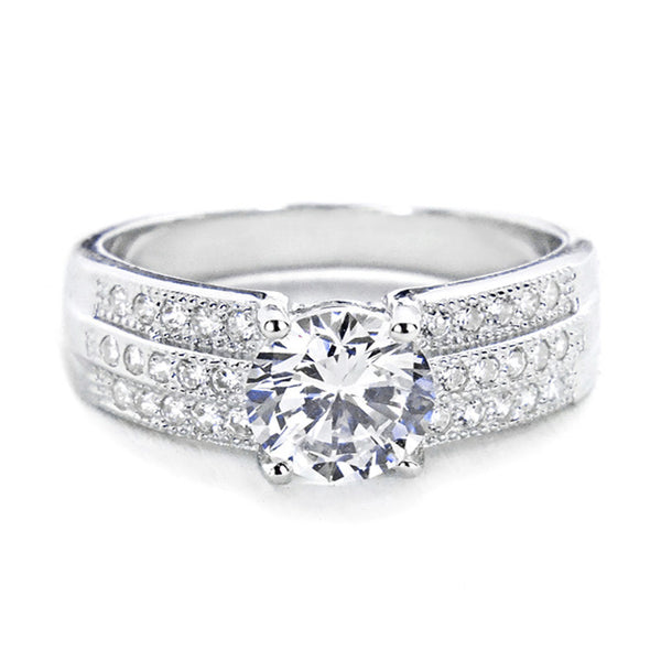 1.45 Carat Brilliant Cut Cubic Zirconia 925 Sterling Silver Ring - Jewelry - Prjewel.com - 1